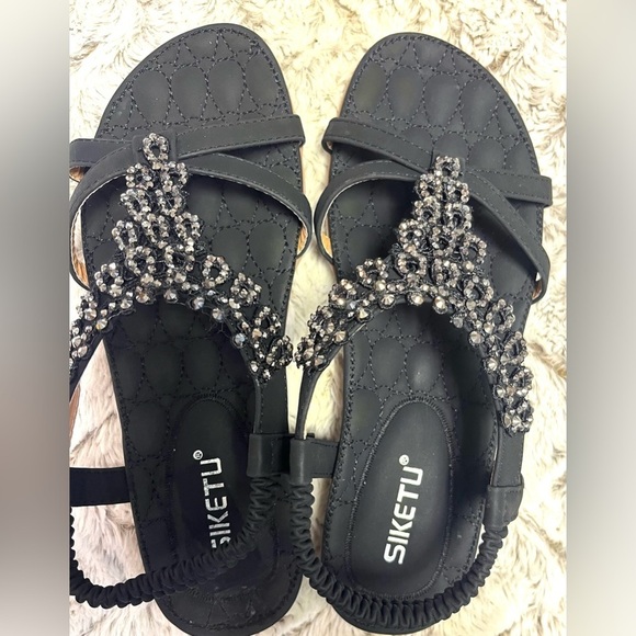 Siketu Beaded Embellished Women’s Sandals with Cushioned Footbed 
Size 10 - Picture 3 of 6